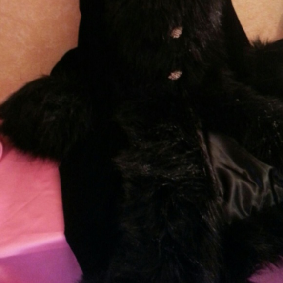Custom Order Black Velvet Faux Fox Fur Maxicoat - Picture 6 of 7